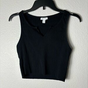 Topshop Black Ribbed Cropped Tanktop Size 6